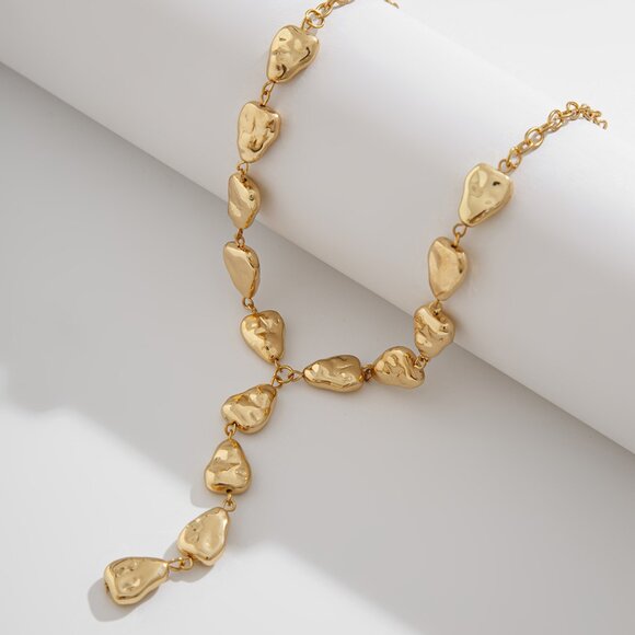 Silver Tone Liquid Metal Droplet Necklace - Picture 10 of 12